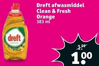 Aanbiedingen Dreft afwasmiddel clean + fresh orange - Dreft - Geldig van 17/01/2017 tot 22/01/2017 bij Kruidvat