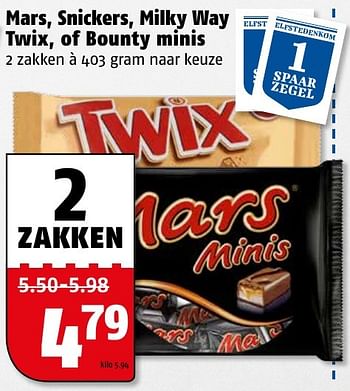 Aanbiedingen Mars, snickers, milky way twix, of bounty minis - Mars Snacks - Geldig van 16/01/2017 tot 22/01/2017 bij Poiesz