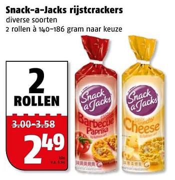 Aanbiedingen Snack-a-jacks rijstcrackers - Snack a Jacks - Geldig van 16/01/2017 tot 22/01/2017 bij Poiesz