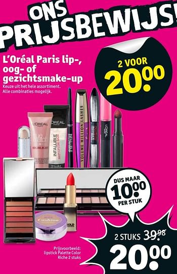 Aanbiedingen Lipstick palette color - L'Oreal Paris - Geldig van 17/01/2017 tot 22/01/2017 bij Kruidvat