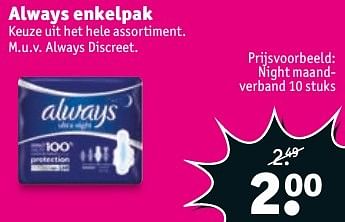 Aanbiedingen Night maandverband - Always - Geldig van 17/01/2017 tot 22/01/2017 bij Kruidvat