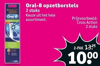 Aanbiedingen Oral-b opzetborstels cross action - Oral-B - Geldig van 17/01/2017 tot 22/01/2017 bij Kruidvat