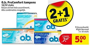 Aanbiedingen O.b. procomfort tampons night normaal - OB - Geldig van 17/01/2017 tot 22/01/2017 bij Kruidvat