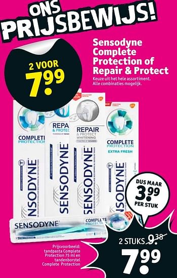 Aanbiedingen Tandpasta complete protection en tandenborstel complete protection - Sensodyne - Geldig van 17/01/2017 tot 22/01/2017 bij Kruidvat