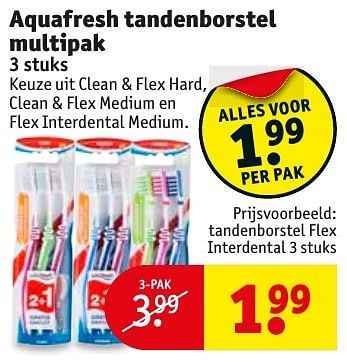 Aanbiedingen Tandenborstel flex interdental - Aquafresh - Geldig van 17/01/2017 tot 22/01/2017 bij Kruidvat
