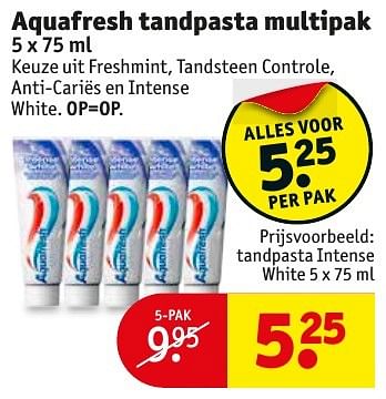 Aanbiedingen Tandpasta intense white - Aquafresh - Geldig van 17/01/2017 tot 22/01/2017 bij Kruidvat