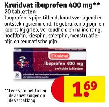 Aanbiedingen Kruidvat ibuprofen - Huismerk - Kruidvat - Geldig van 17/01/2017 tot 22/01/2017 bij Kruidvat