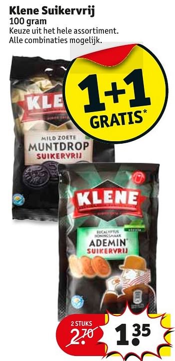 Aanbiedingen Klene suikervrij - Klene - Geldig van 17/01/2017 tot 22/01/2017 bij Kruidvat