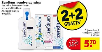 Aanbiedingen Zendium mondverzorging tandpasta classic - Zendium - Geldig van 17/01/2017 tot 22/01/2017 bij Kruidvat