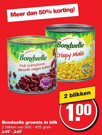 Aanbiedingen Bonduelle groente in blik - Bonduelle - Geldig van 18/01/2017 tot 24/01/2017 bij Hoogvliet