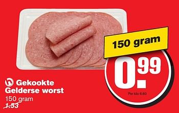 Aanbiedingen Gekookte gelderse worst - Huismerk - Hoogvliet - Geldig van 18/01/2017 tot 24/01/2017 bij Hoogvliet