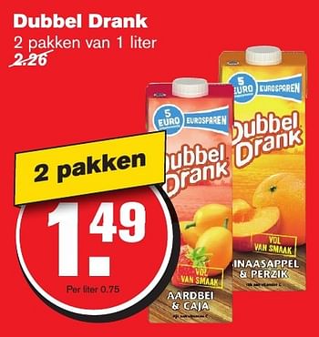 Aanbiedingen Dubbel drank - Huismerk - Hoogvliet - Geldig van 18/01/2017 tot 24/01/2017 bij Hoogvliet