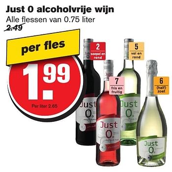 Aanbiedingen Just 0 alcoholvrije wijn - Witte wijnen - Geldig van 18/01/2017 tot 24/01/2017 bij Hoogvliet