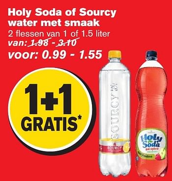 Aanbiedingen Holy soda of sourcy water met smaak - Huismerk - Hoogvliet - Geldig van 18/01/2017 tot 24/01/2017 bij Hoogvliet