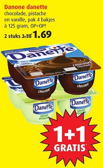 Aanbiedingen Danone danette chocolade, pistache en vanille - Danone - Geldig van 18/01/2017 tot 24/01/2017 bij Boni Supermarkt