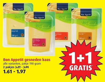 Aanbiedingen Bon appetit gesneden kaas - Bon Appetit - Geldig van 18/01/2017 tot 24/01/2017 bij Boni Supermarkt