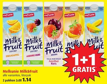 Aanbiedingen Melkunie milk+fruit - Melkunie - Geldig van 18/01/2017 tot 24/01/2017 bij Boni Supermarkt