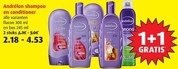 Aanbiedingen Andrélon shampoo en conditioner - Andrelon - Geldig van 18/01/2017 tot 24/01/2017 bij Boni Supermarkt