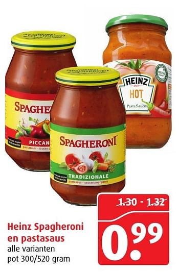 Aanbiedingen Heinz spagheroni en pastasaus - Heinz - Geldig van 18/01/2017 tot 24/01/2017 bij Boni Supermarkt