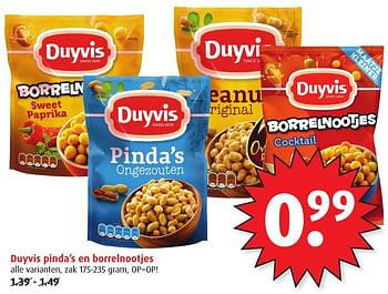 Aanbiedingen Duyvis pinda`s en borrelnootjes - Duyvis - Geldig van 18/01/2017 tot 24/01/2017 bij Boni Supermarkt