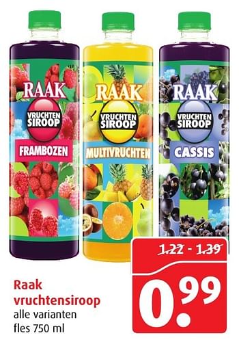 Aanbiedingen Raak vruchtensiroop - Raak - Geldig van 18/01/2017 tot 24/01/2017 bij Boni Supermarkt