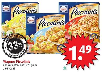 Aanbiedingen Wagner piccolinis - Original Wagner - Geldig van 18/01/2017 tot 24/01/2017 bij Boni Supermarkt