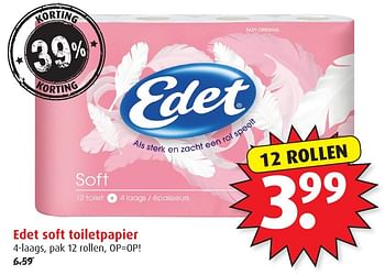 Aanbiedingen Edet soft toiletpapier - Edet - Geldig van 18/01/2017 tot 24/01/2017 bij Boni Supermarkt