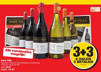Aanbiedingen Park villa - Rode wijnen - Geldig van 18/01/2017 tot 24/01/2017 bij Hoogvliet