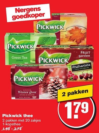 Aanbiedingen Pickwick thee - Pickwick - Geldig van 18/01/2017 tot 24/01/2017 bij Hoogvliet