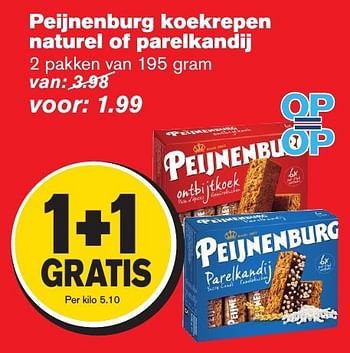 Aanbiedingen Peijnenburg koekrepen naturel of parelkandij - Peijnenburg - Geldig van 18/01/2017 tot 24/01/2017 bij Hoogvliet