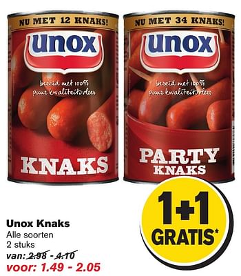 Aanbiedingen Unox knaks - Unox - Geldig van 18/01/2017 tot 24/01/2017 bij Hoogvliet