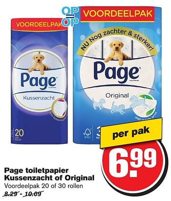 Aanbiedingen Page toiletpapier kussenzacht of original - Page - Geldig van 18/01/2017 tot 24/01/2017 bij Hoogvliet
