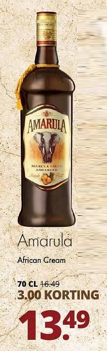 Aanbiedingen Amarula african cream - Amarula - Geldig van 15/01/2017 tot 28/01/2017 bij Mitra