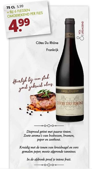 Aanbiedingen Côtes du rhône frankrijk - Rode wijnen - Geldig van 15/01/2017 tot 28/01/2017 bij Mitra