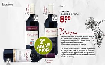 Aanbiedingen Bordon reserva - Rode wijnen - Geldig van 15/01/2017 tot 28/01/2017 bij Mitra
