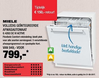 Aanbiedingen Miele volledig geïntegreerde afwasautomaat g 4263 sc vi active - Miele - Geldig van 15/01/2017 tot 29/01/2017 bij Electro World