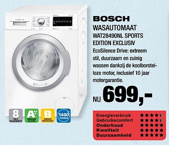 Aanbiedingen Bosch wasautomaat wat28490nl sports edition exclusiv - Bosch - Geldig van 15/01/2017 tot 29/01/2017 bij Electro World