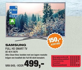 Aanbiedingen Samsung full hd smart tv ue 40 k 5670 - Samsung - Geldig van 16/01/2017 tot 29/01/2017 bij Electro World