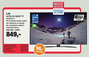 Aanbiedingen Lg ultra hd smart tv 49 uh 661 v - LG - Geldig van 16/01/2017 tot 29/01/2017 bij Electro World