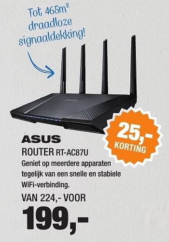 Aanbiedingen Asus router rt-ac87u - Asus - Geldig van 16/01/2017 tot 29/01/2017 bij Electro World