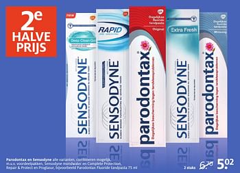 Aanbiedingen Parodontax en sensodyne fluoride tandpasta - Parodontax - Geldig van 16/01/2017 tot 29/01/2017 bij Etos