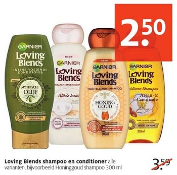 Aanbiedingen Loving blends shampoo en conditioner honinggoud shampoo - Garnier - Geldig van 16/01/2017 tot 29/01/2017 bij Etos