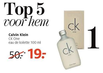 Aanbiedingen Calvin klein ck one eau de toilette 100 ml - Calvin Klein - Geldig van 16/01/2017 tot 29/01/2017 bij Etos