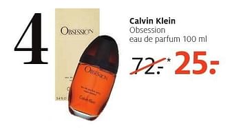 Aanbiedingen Calvin klein obsession eau de parfum 100 ml - Calvin Klein - Geldig van 16/01/2017 tot 29/01/2017 bij Etos