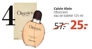 Aanbiedingen Calvin klein obsession eau de toilette 125 ml - Calvin Klein - Geldig van 16/01/2017 tot 29/01/2017 bij Etos