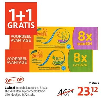 Aanbiedingen Zwitsal lotion billendoekjes - Zwitsal - Geldig van 16/01/2017 tot 29/01/2017 bij Etos