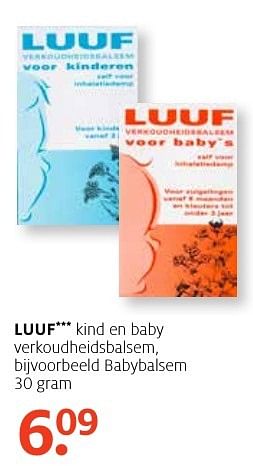 Aanbiedingen Luuf babybalsem - Luuf - Geldig van 16/01/2017 tot 29/01/2017 bij Etos