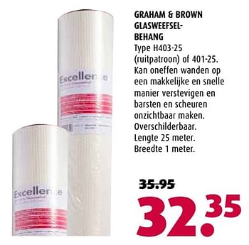 Aanbiedingen Graham + brown glasweefselbehang h403-25 - Graham &amp; Brown - Geldig van 16/01/2017 tot 29/01/2017 bij Hubo