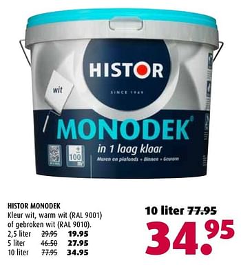 Aanbiedingen Histor monodek - Histor - Geldig van 16/01/2017 tot 29/01/2017 bij Hubo