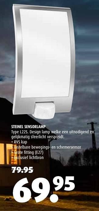 Aanbiedingen Steinel sensorlamp l22s - Steinel - Geldig van 16/01/2017 tot 29/01/2017 bij Hubo